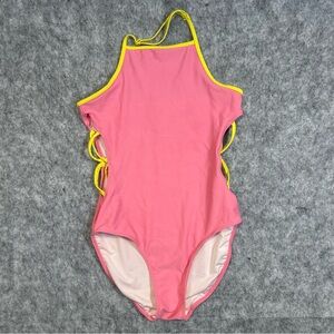 Treasure & Bond Girls Pink and Yellow One-Piece Swimsuit Size 14 FLAWED